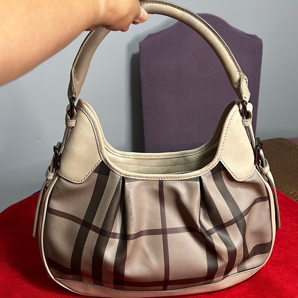 S O L D !    Authentic Burberry Smoked Check Hobo Bag